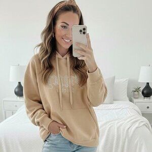 Juicy Couture Hoodie Sweatshirt Bling Rhinestone Juicy Forever Small y2k 2000s